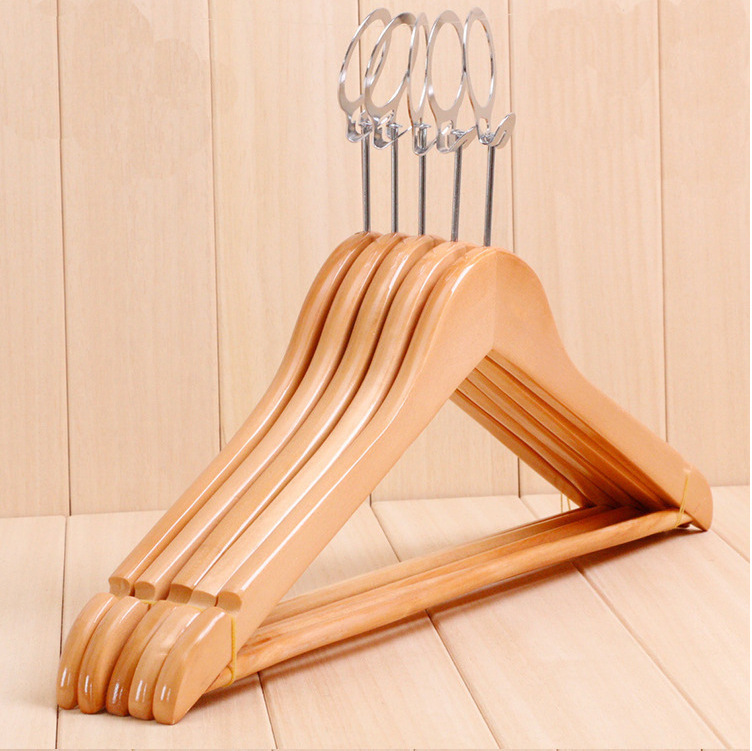 High Quality Clothes Wooden Hanger Anti-theft Hanger with Notches and Circular bar hook For Hotel