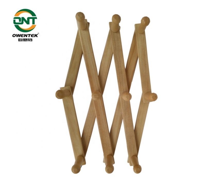 High Quality Wood Expandable Peg Rack Wood Coat Hooks Multi-purpose Accordion Wall Hangers