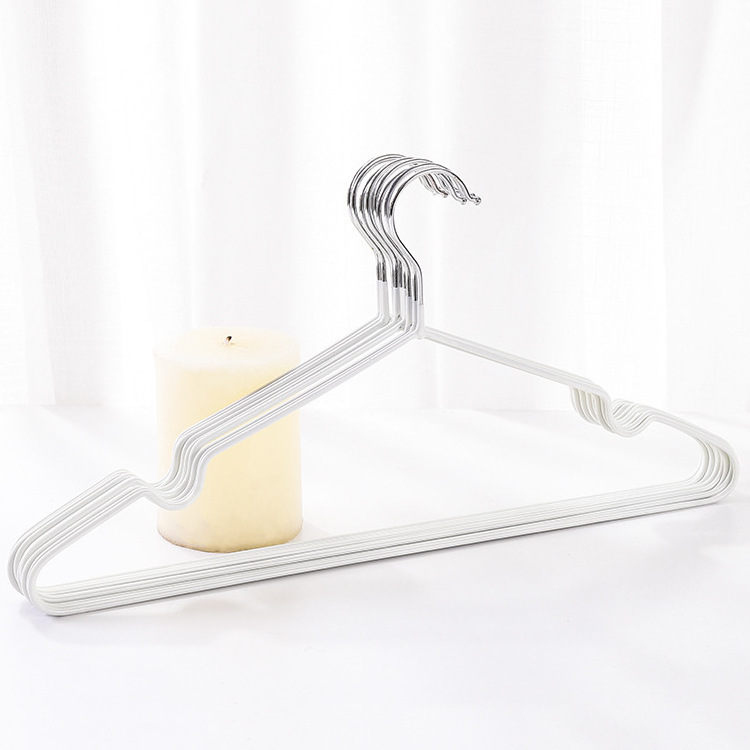 Factory Wholesale Cheap White Metal Clothes Hanger Non Slip PVC Rubber Coated Hangers For Laundry