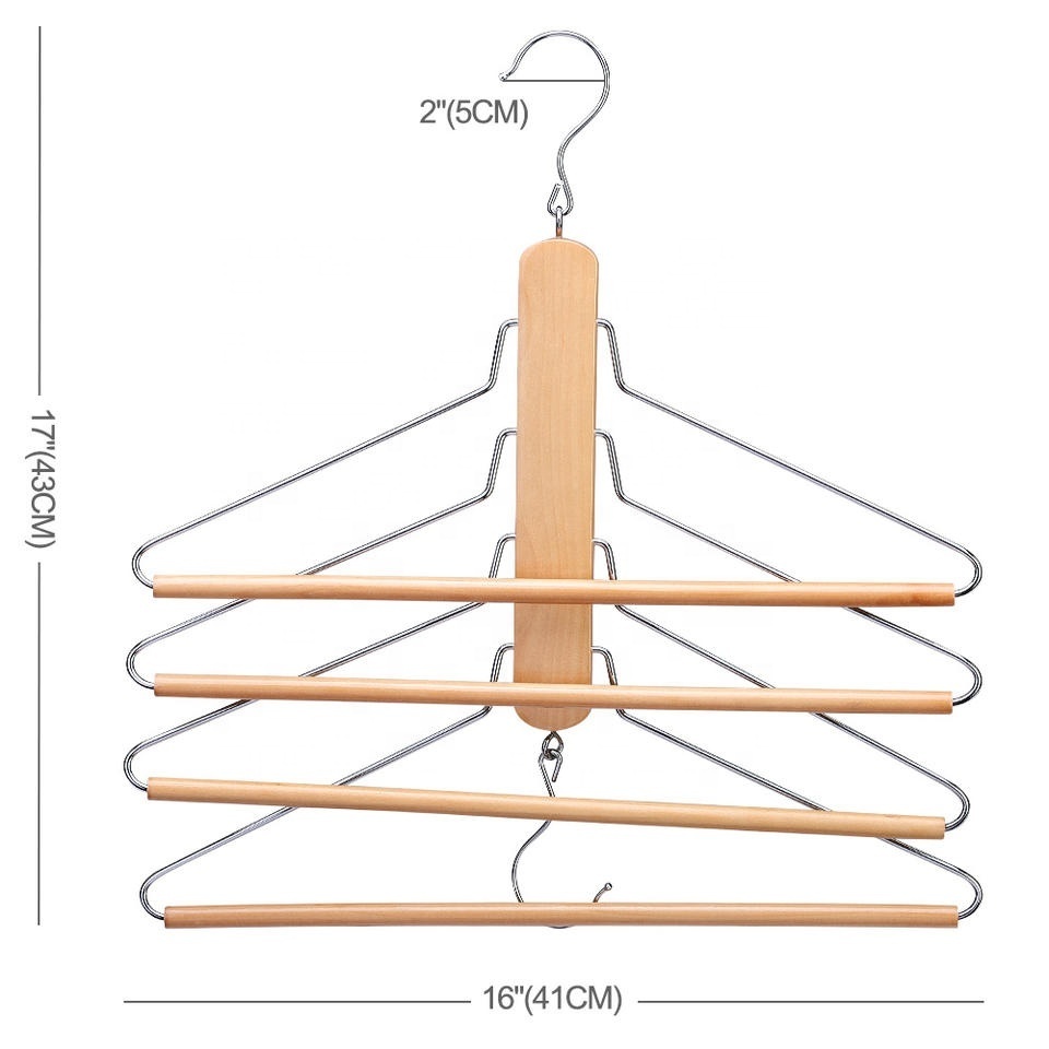 4 Layer Multiple Wooden Organizer Hanger Rack Save Space Multi Functional Pants Rack