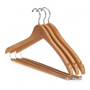 10 Pack Quality Hangers Wooden Hangers Beautiful Sturdy Suit Coat Hangers with Locking Bar Gold Hooks