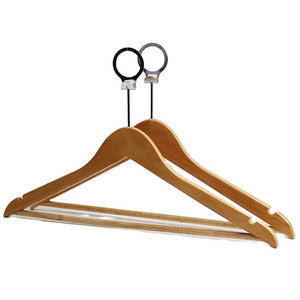 High Quality Clothes Wooden Hanger Anti-theft Hanger with Notches and Circular bar hook For Hotel