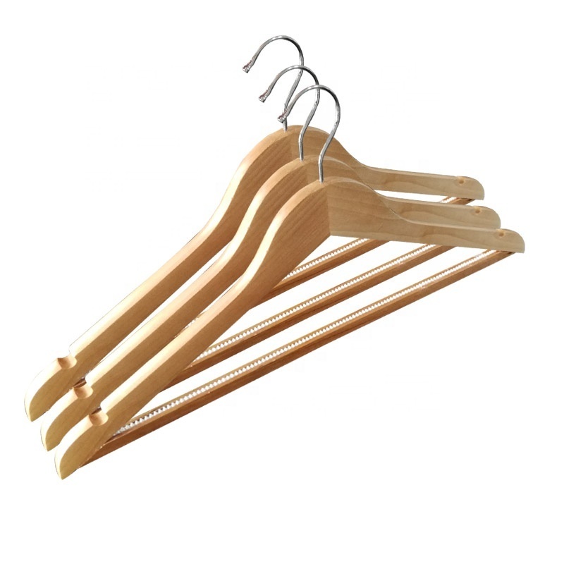 6 PCS Pack Cheap price coat hanger for clothes antique wooden hangers with A grade bar