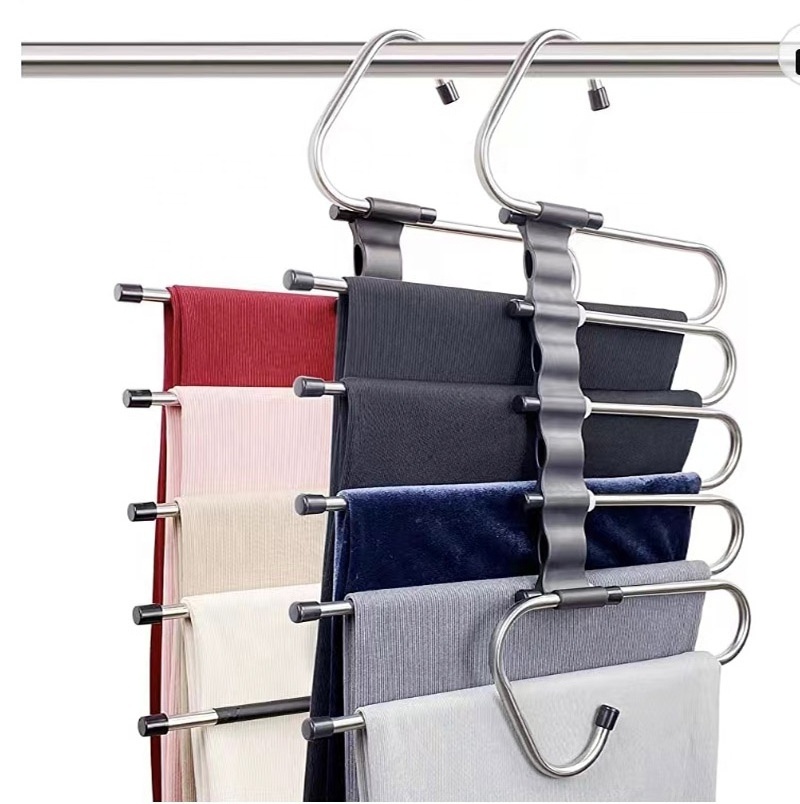 Wholesale Magic Metal 5 Layer Multifunctional Pants Hangers Space Saving for Closet Organizer