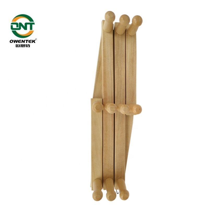 High Quality Wood Expandable Peg Rack Wood Coat Hooks Multi-purpose Accordion Wall Hangers