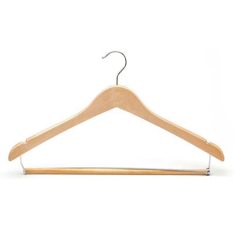 10 Pack Quality Hangers Wooden Hangers Beautiful Sturdy Suit Coat Hangers with Locking Bar Gold Hooks