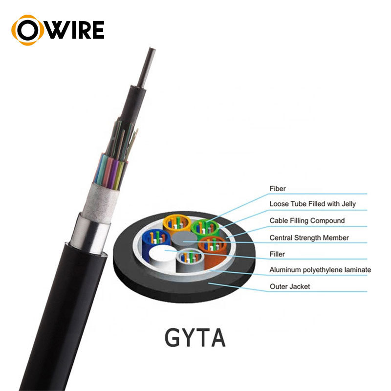 owire 48 72 96 144 288 Cores Armored Optical Fiber Cable Gyta Duct Buried Communication Cable