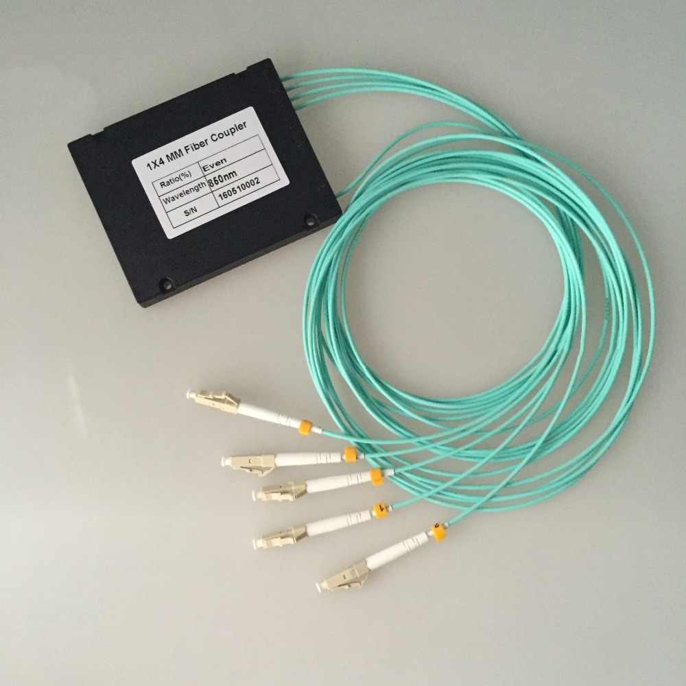 FTTH LC/upc 1x4 fiber coupler Multi-Mode OM3 10G Fiber Optical Splitter 850nm Coupler