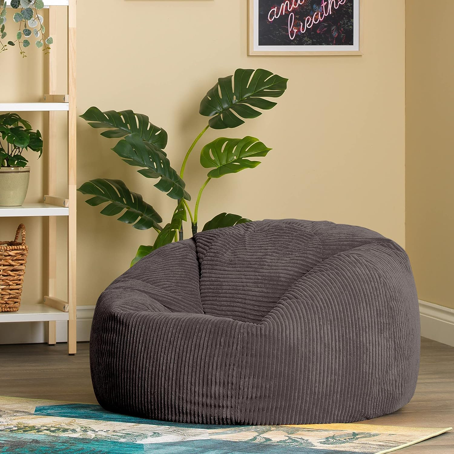 Colorful Custom Lazy Sofa Round Foldable Single Round Big kids grey Bean Bag Sofa Chair with beans filled