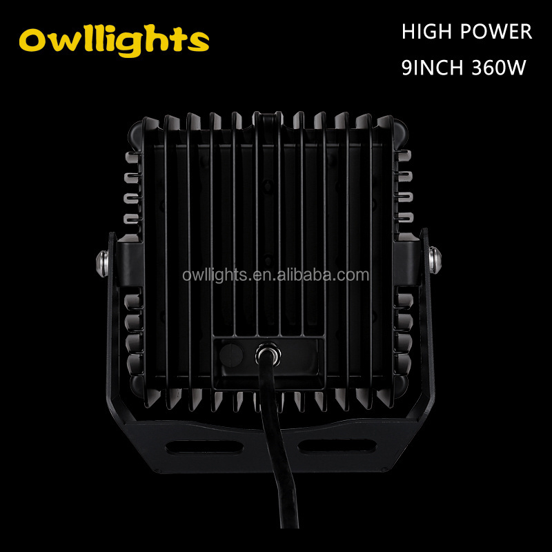 Auto Parts 9inch 360W LED Driving Light Square Spot High Power LED Work Light for 4x4 off road SUV 4WD Wrangler