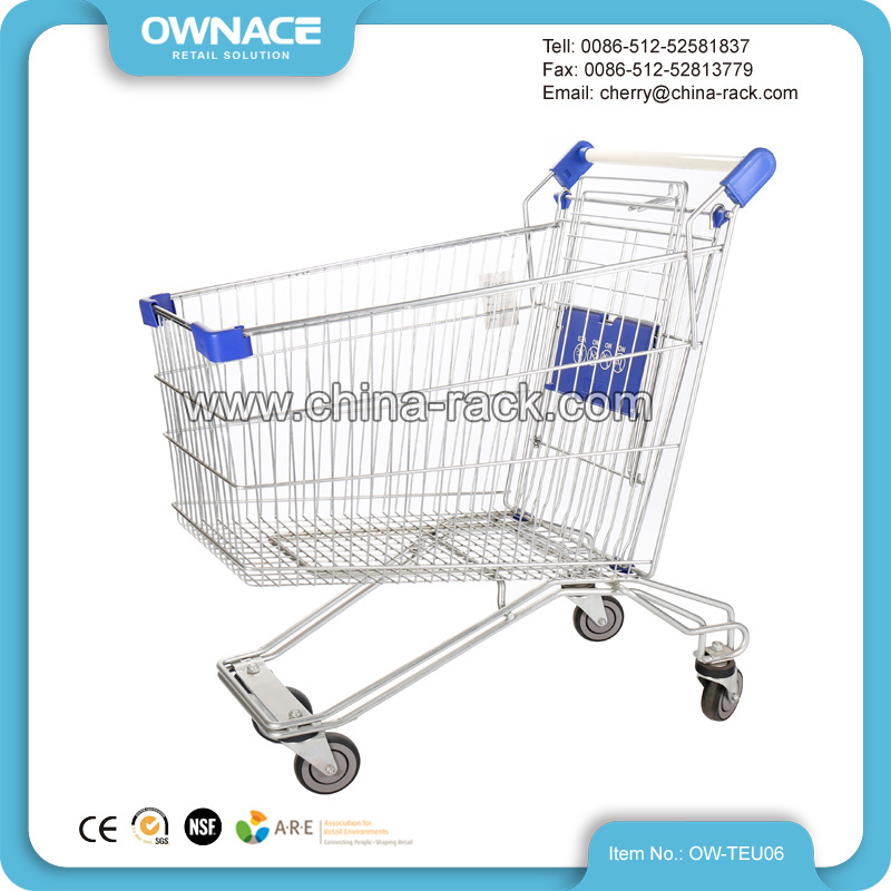 Foldable Supermarket Metal Shopping Trolley Cart With Seat For Elderly