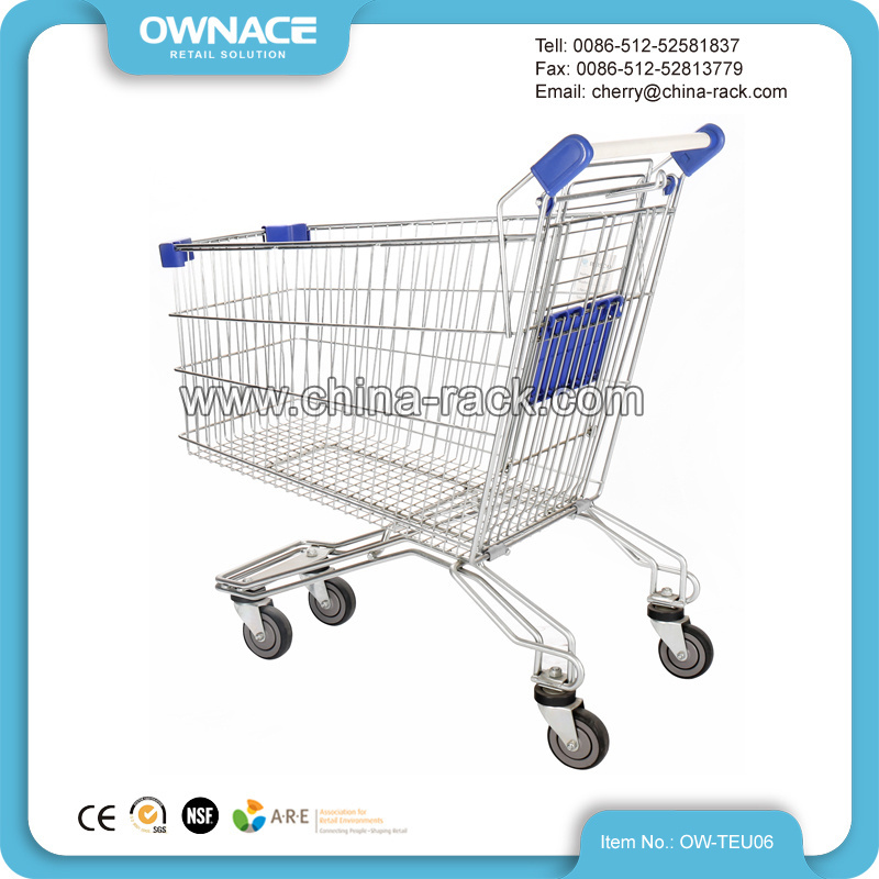 Foldable Supermarket Metal Shopping Trolley Cart With Seat For Elderly