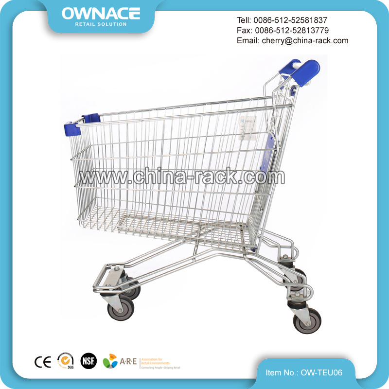 Foldable Supermarket Metal Shopping Trolley Cart With Seat For Elderly