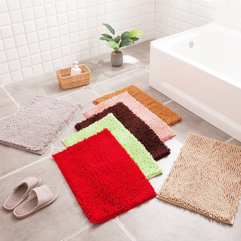 Wholesale Soft Antislip Waterproof Shaggy Thick Microfiber Chenille Shower Bath Mat For Hotel