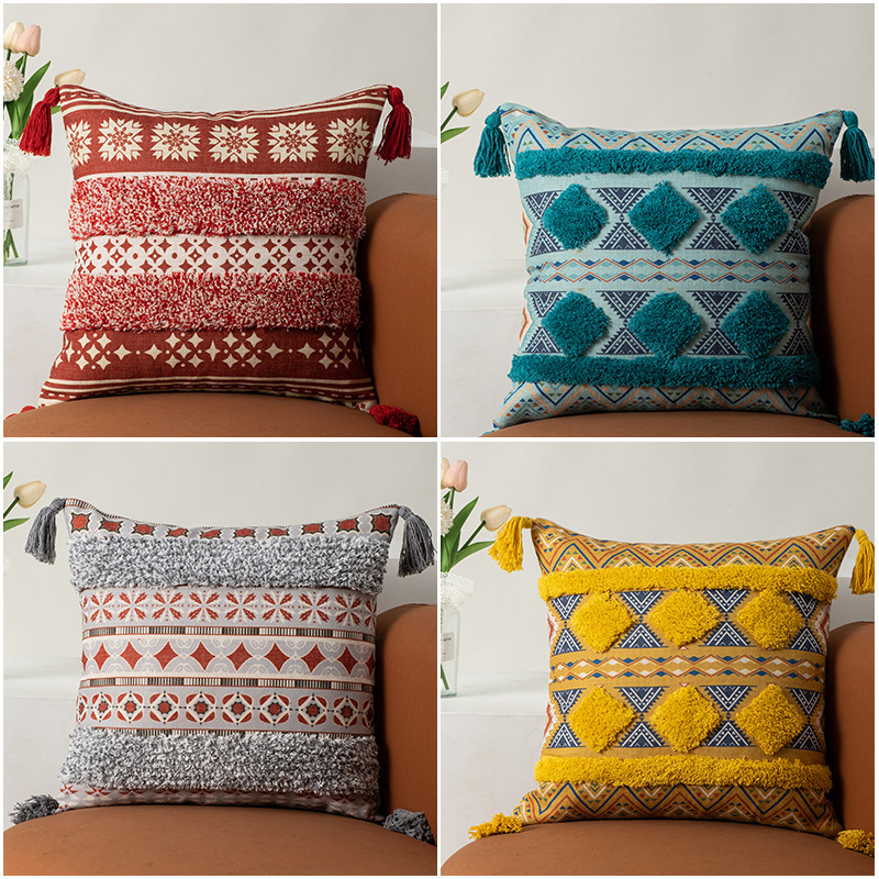 Farmhouse Handmade Moroccan 18 x 18 Floral Boho Embroidered Pillow Covers