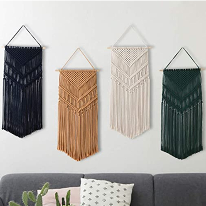 Handmade Cotton Macrame Woven Boho Tapestry Wall Hanging Decoration For Home Bedroom Dorm Room