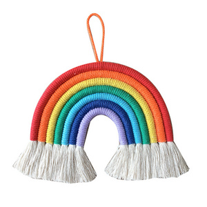 Woven Children Decoration Boho Macrame Cotton Colourful Rainbow Macrame Wall Hanging Decor For Nursery Kids Room