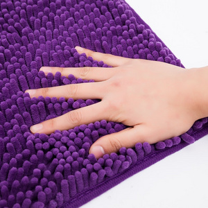 Wholesale Soft Antislip Waterproof Shaggy Thick Microfiber Chenille Shower Bath Mat For Hotel