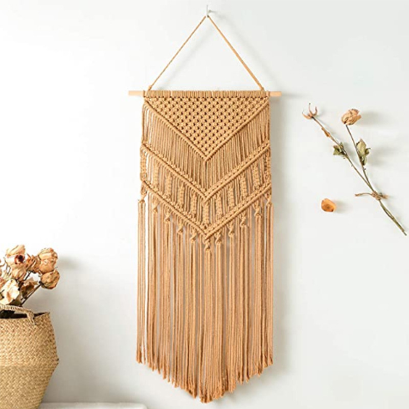 Handmade Cotton Macrame Woven Boho Tapestry Wall Hanging Decoration For Home Bedroom Dorm Room