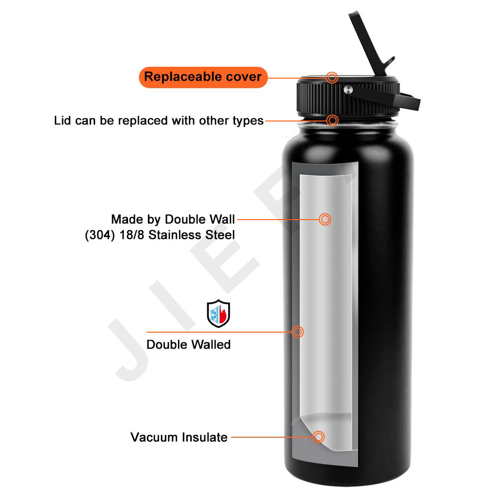 1 Liter Bicycle Cheap Promotional Black  New  Car Nice Wide Mouth Vacuum Pink Stainless Steel Water Bottle With Straw Lid