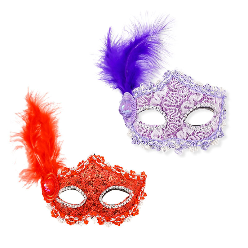 Women'S Costume Masks Dress Up Colorful Elegant Venetian Mardi Gras Feather Mask For Party