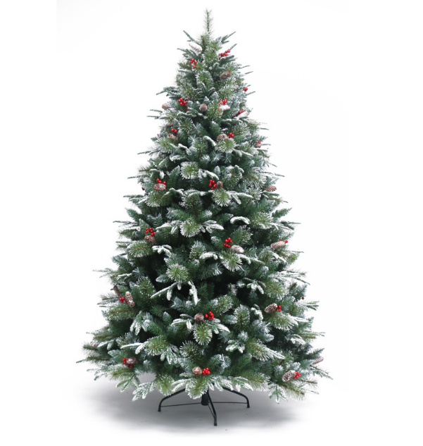 New Wholesale Christmas Decoration Hinged Snow Artificial Christmas Tree With Ornaments