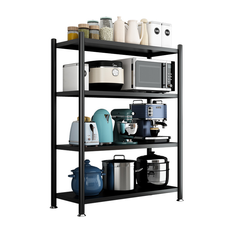 Kitchen Stand Utility Storage Shelf Microwave Stand Cart on Wheels with Side Hooks Kitchen Organizer Rack 4 Tier Shelves Kitchen