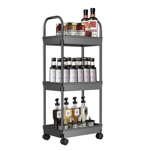 Black 2/3/4-Shelf Storage Shelves with Wheels Large Capacity Shelving Rack Freestanding Metal Wire KItchen Shelf Rack