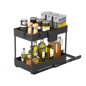 2-Layer Desktop Organizer Countertop Stand Shelf Under The Sink Storage Under Sliding Cabinet Basket Organizer