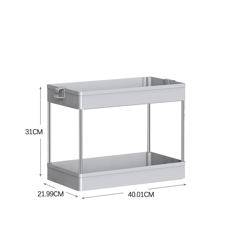 2-Layer Desktop Organizer Countertop Stand Shelf Under The Sink Storage Under Sliding Cabinet Basket Organizer