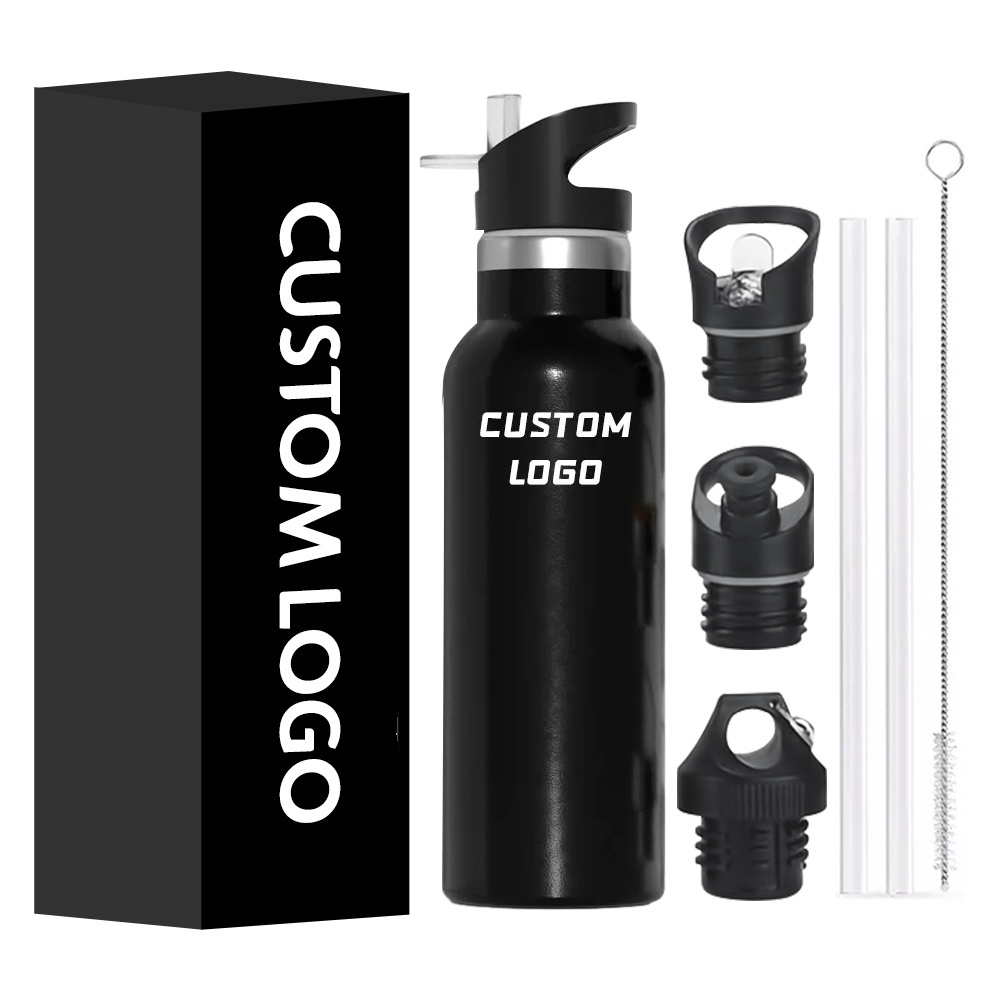 Customized 3 Lids Free Sample Water Bottles Double Wall Vacuum Insulated Stainless Steel Tumbler With Logo