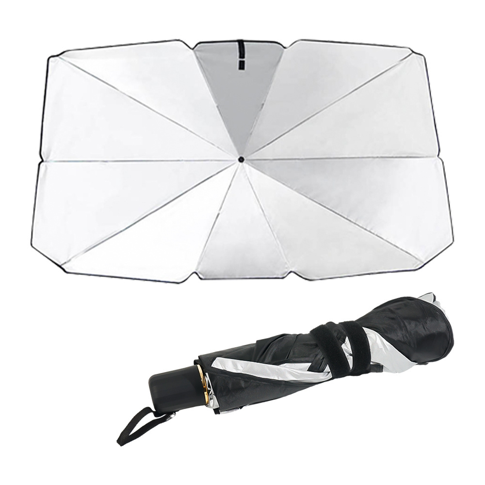 Low Price Chinese Cheap Uv Car Sun Shade wholesale Parasol customized Shadow Umbrella With Leather Pouch