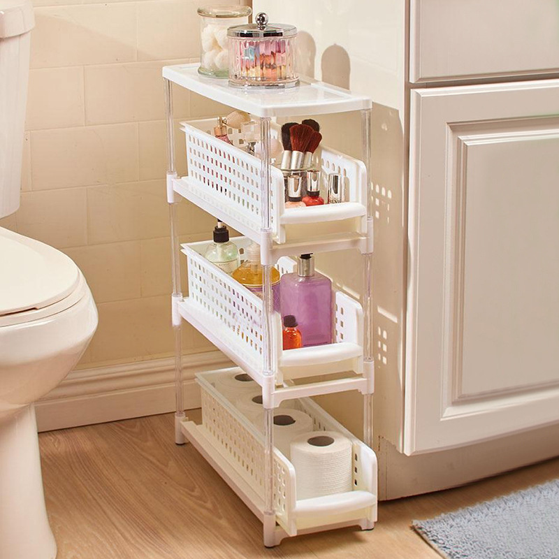 5-Tier Beside The Bathtub Slim Organizer Multi-Functional Kitchen Racks Narrow Storage Racks For Bathroom Laundry