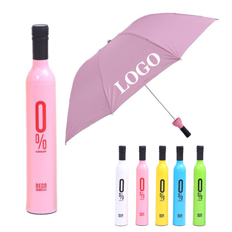 New Design Wholesale Customized Printed Bottle Shape Gift Advertising Branded Umbrellas Wine Bottle Umbrella