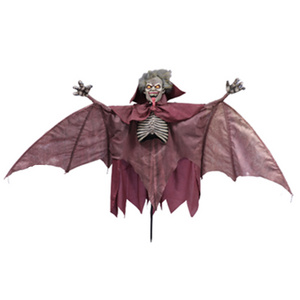 Creepy Shrilling Sound Animatronics Standing Bat With Wing Halloween Animated Props