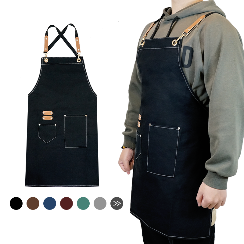 High Quality Fancy Leather Design Aprons Nail Canvas Salon Aprons For Woman And Man