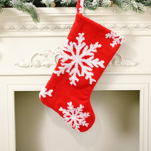 20Inch 50cm White Snowflake Fake Fur Thick Soft Cotton Plush OEM Logo Christmas Decoration Christmas Stockings