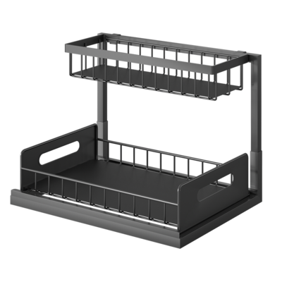 Carbon Steel New Design Storage Holders Racks Spice Racks Kitchen Under Sink Organizers With 2 Tier Sliding Drawer