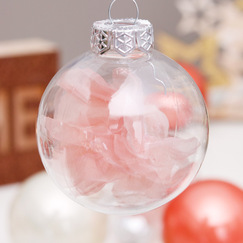 Small MOQ Custom Logo 6cm 8cm Transparent Christmas Tree Ornament Ball For Holiday Decor