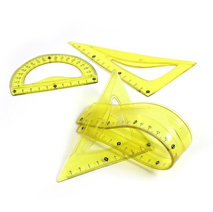 Measuring Tool Stationery Transparent Colorful Fashion Students 30CM Soft Flexible Straight PVC Ruler