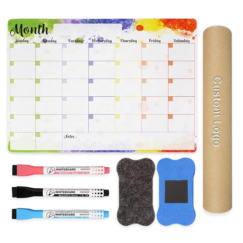 Customized Wholesale Monthly Weekly Dry Erase Whiteboard Calendar Sticker Sets Reusable Interactive Magnetic Whiteboards