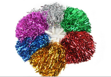 Silver Cheerleading Pom Poms With Silver