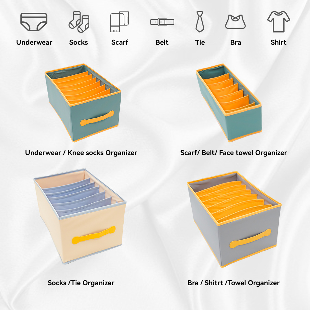 Compartment Closet Storage 7 Grids Clothes Organizer Closet Storage Wardrobe Clothes Organizer For Socks Skirts Jeans