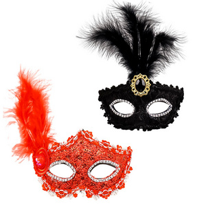 Women'S Costume Masks Dress Up Colorful Elegant Venetian Mardi Gras Feather Mask For Party