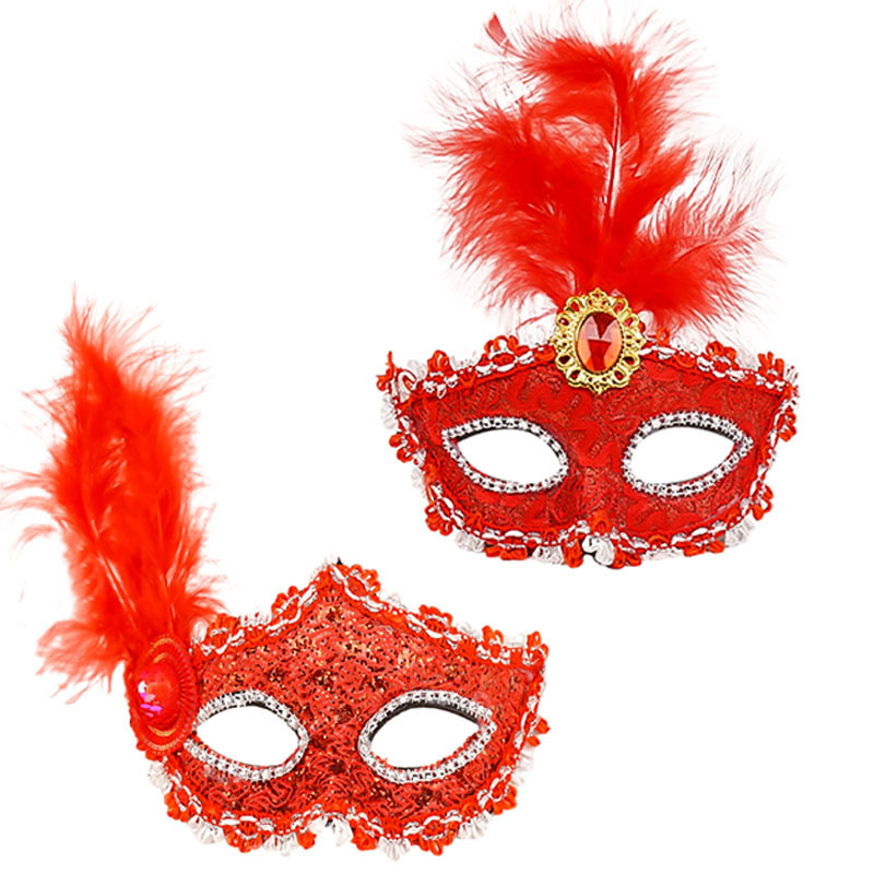 Women'S Costume Masks Dress Up Colorful Elegant Venetian Mardi Gras Feather Mask For Party