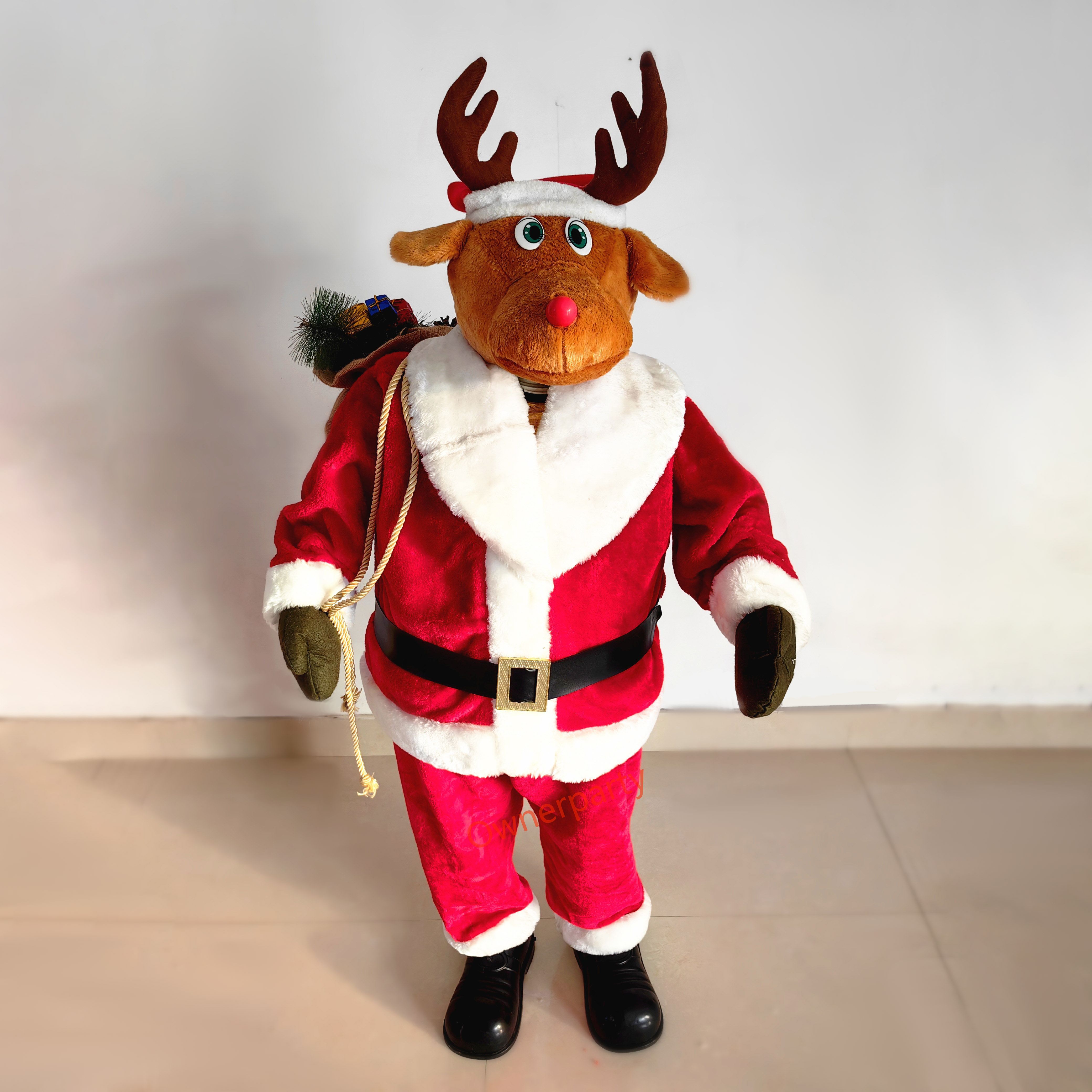 Life Size Reindeer Standing Toys Plush Doll Christmas Animatronic Outdoor Animated Christmas Decorations With Music