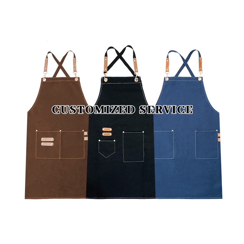 High Quality Fancy Leather Design Aprons Nail Canvas Salon Aprons For Woman And Man