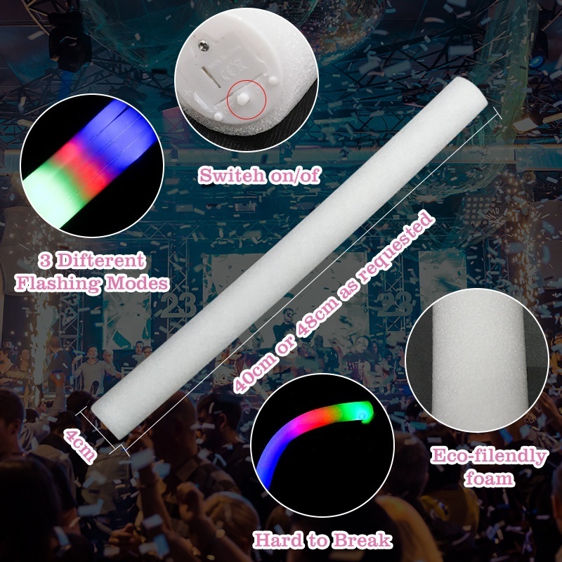 Hot Sales Factory Price Custom Wholesale Party Supplies Multi-Color Flashing Foam LED Light Up Foam Sticks Led Foam Glow Stick