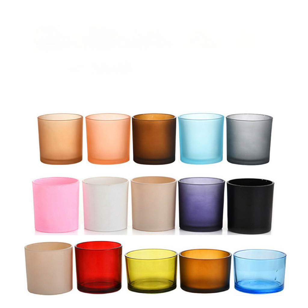 Wholesale candle holders lanterns candle jars Unique Round Bottom Shape Matte Luxury Glass Makesy Candle Jars with Cork Lids