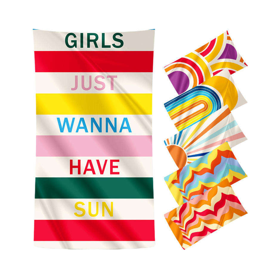 Free Sample Wholesale Microfiber Large Oversized Customized Printed Cotton Beach Towels